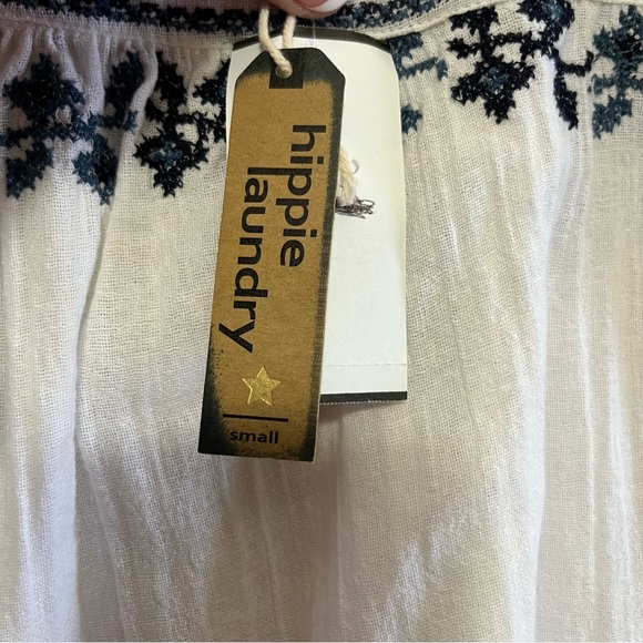 Hippie Laundry Cotton Boho Tunic White/Navy Size Small NWT - Picture 5 of 10